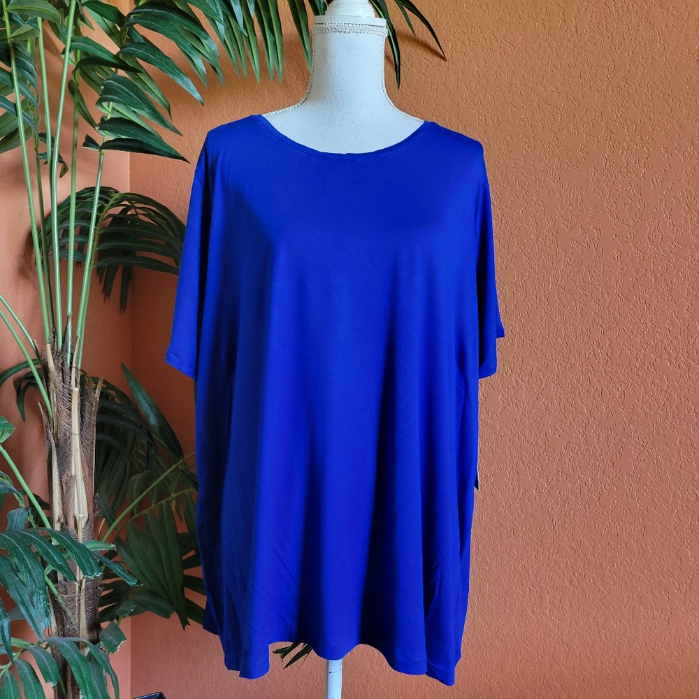 3/$25 NWT Apt 9 Essential Crew Neck Tee Shirt Hypnotic Blue Soft Short Sleeve 2X